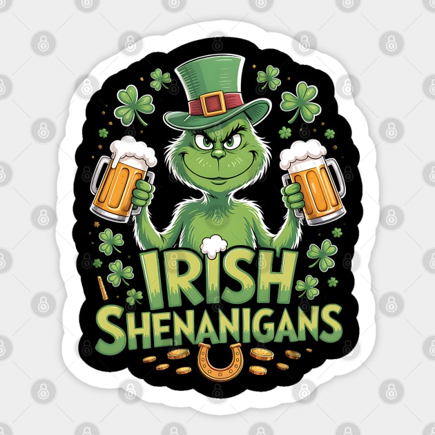 Irish Shenanigans Funny St Patrick’s Day Beer Shirt Sticker by UrbanLifeApparel